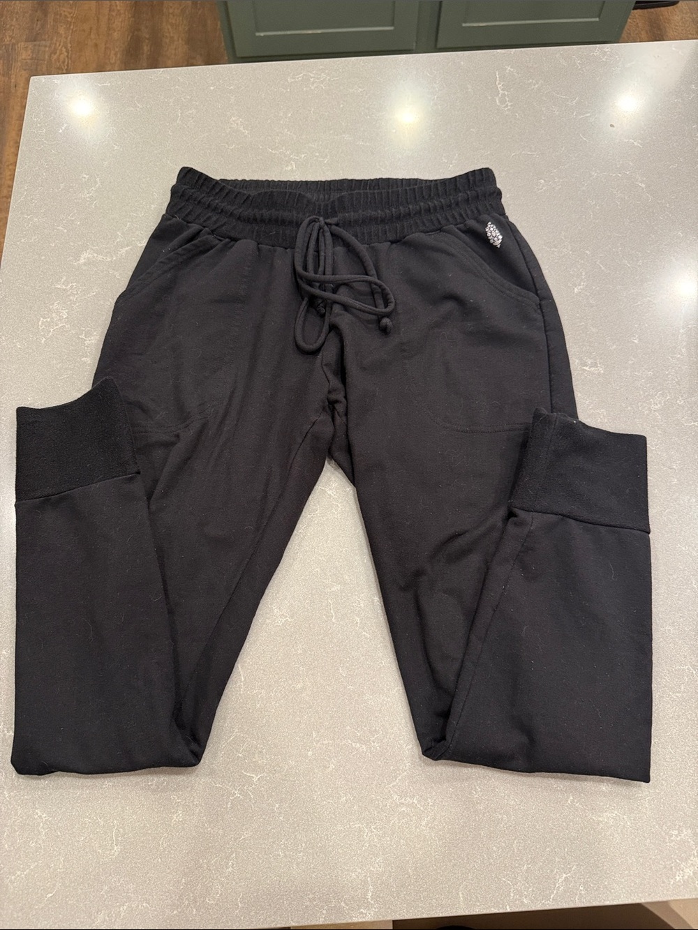 Free People Black Drawstring Track Joggers